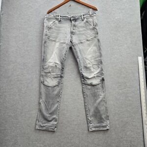 G-STAR RAW Men Jeans 34x32 Gray‎ Denim 5620 3D 28" Slim Moto Biker Double Knee
